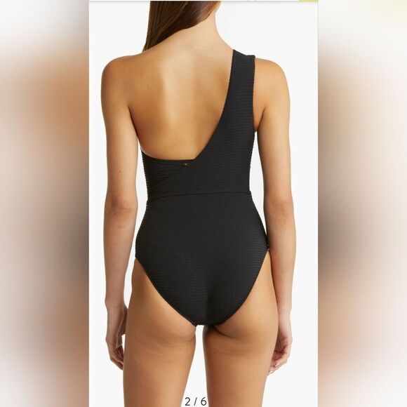Sea Level Swim Messina One-Shoulder Tie Waist One-Piece Swimsuit NWOT sz 4 Black - Picture 2 of 5